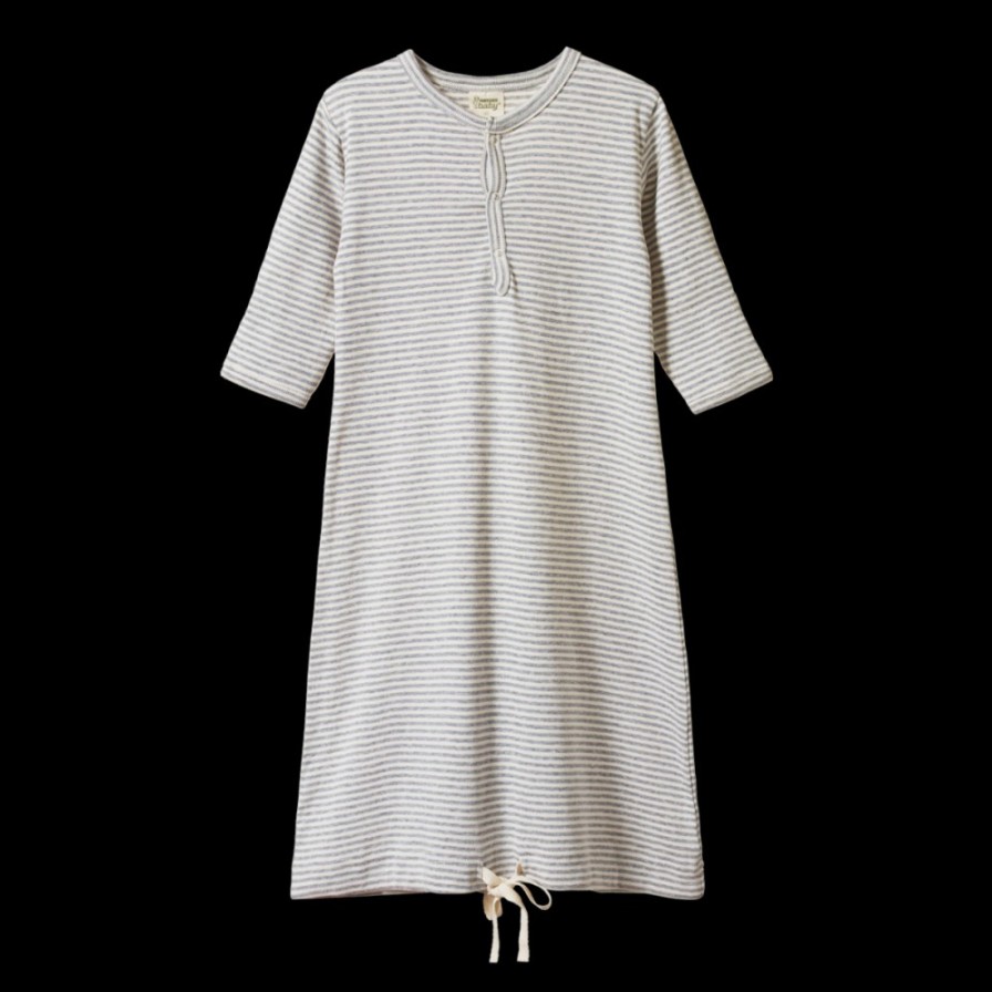 Sleep Nature Baby Sleeping Gowns | Cotton Sleeping Gown Grey Marl Stripe